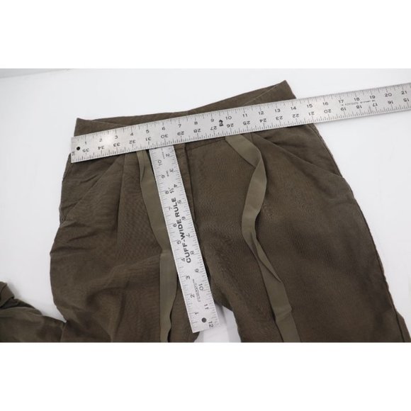 wilfred women’s 00 Allant pants linen olive green belted pockets cuffed cropped - Picture 7 of 12